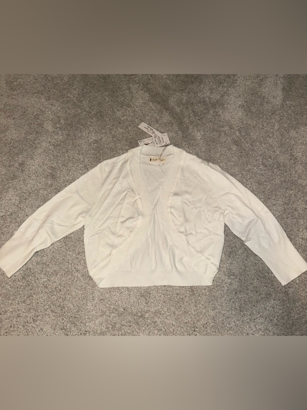 White Cropped Open Front Cardigan - size small - NWT